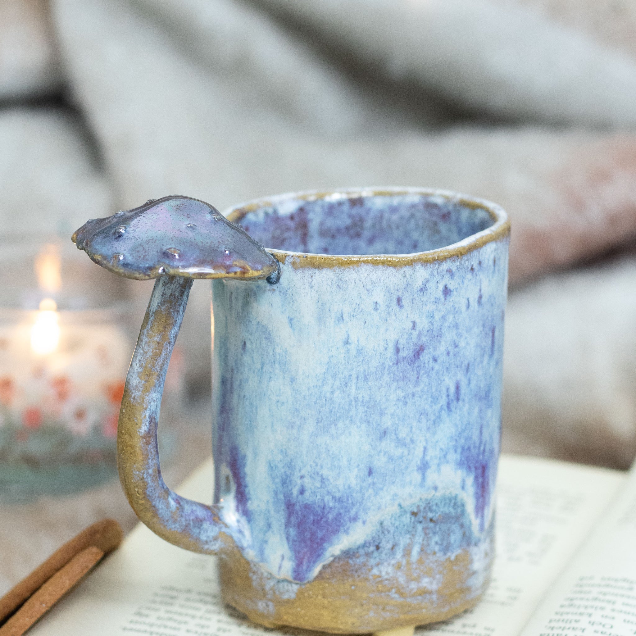 Handmade Ceramic Mushroom Mug - Cozy Forest Aesthetic Coffee Cup, Pottery Gift for Book Lovers