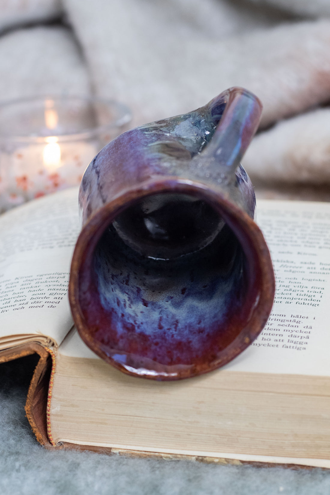 Perfectly Imperfect Handmade Ceramic Moon Mug - Gold Luster Forest Aesthetic Pottery