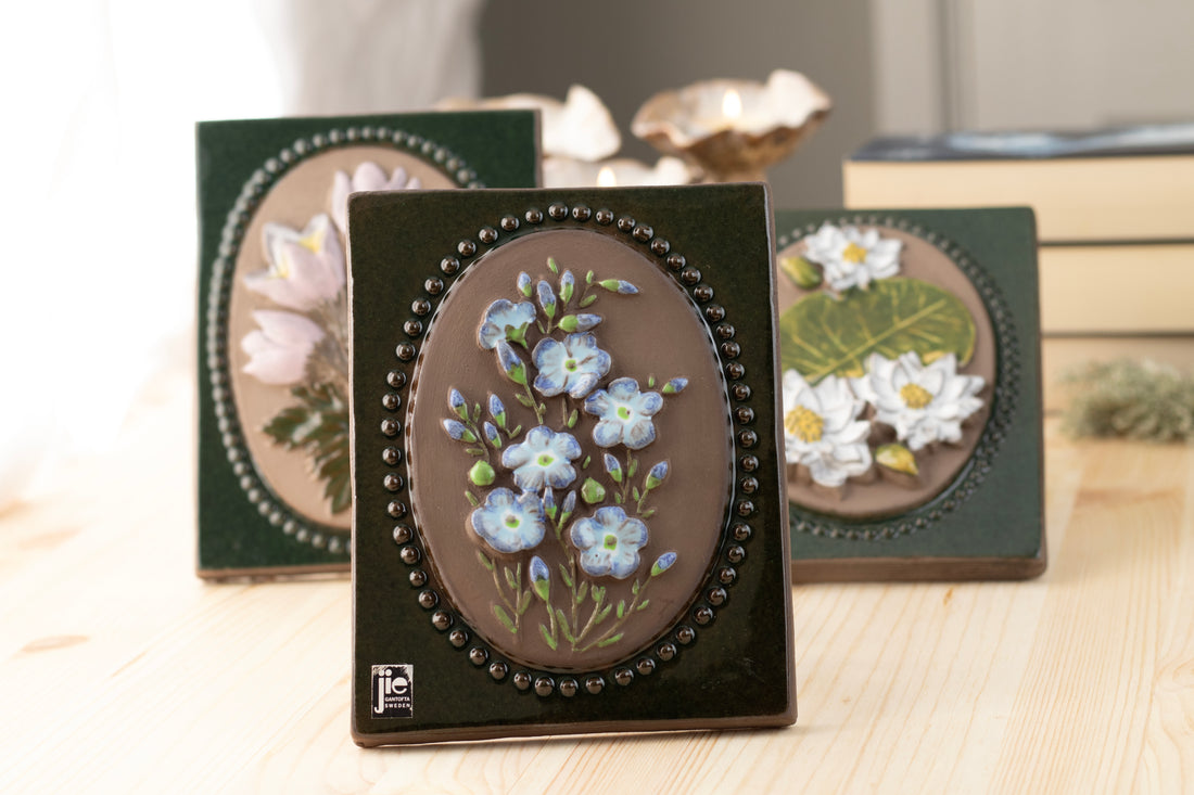 Timeless Blooms – Vintage JIE Grantofta Hälsingland Floral Wall Plaques (Set of 3)