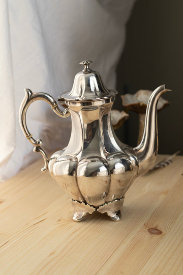 Antique Rococo Silver Coffee Pot by Hertz Aktiebolaget Bernhard (Early 1900s)