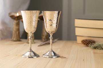 Set of 2 Vintage Wine Goblets with Sterling Silver Base