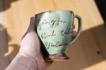 🐉 Fourth Wing-Inspired Ceramic Mug – "Going for Blood Today. Violence?" 🐉