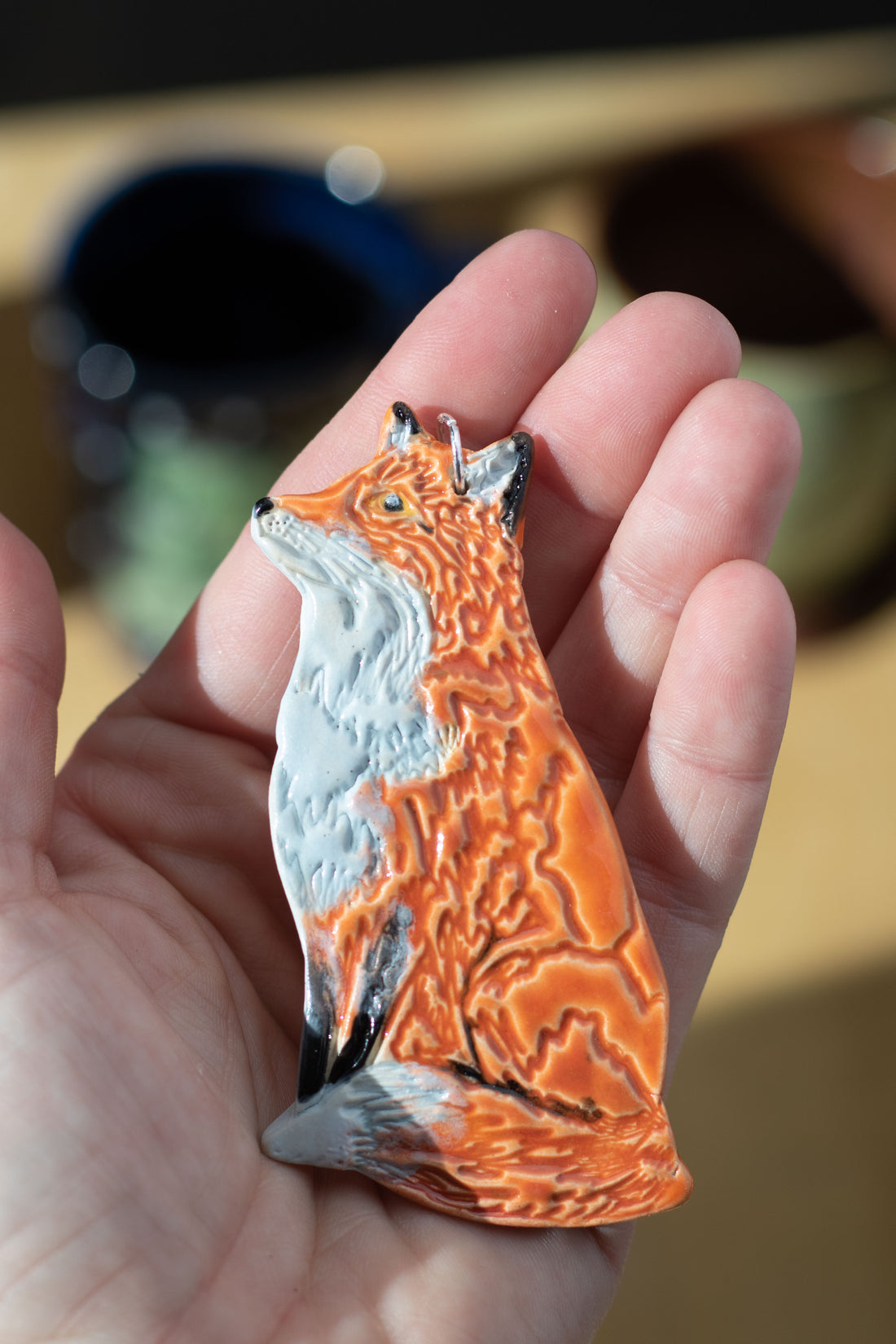 🦊 Handmade Ceramic Fox Pendant (Large) – Woodland-Inspired Jewelry 🦊