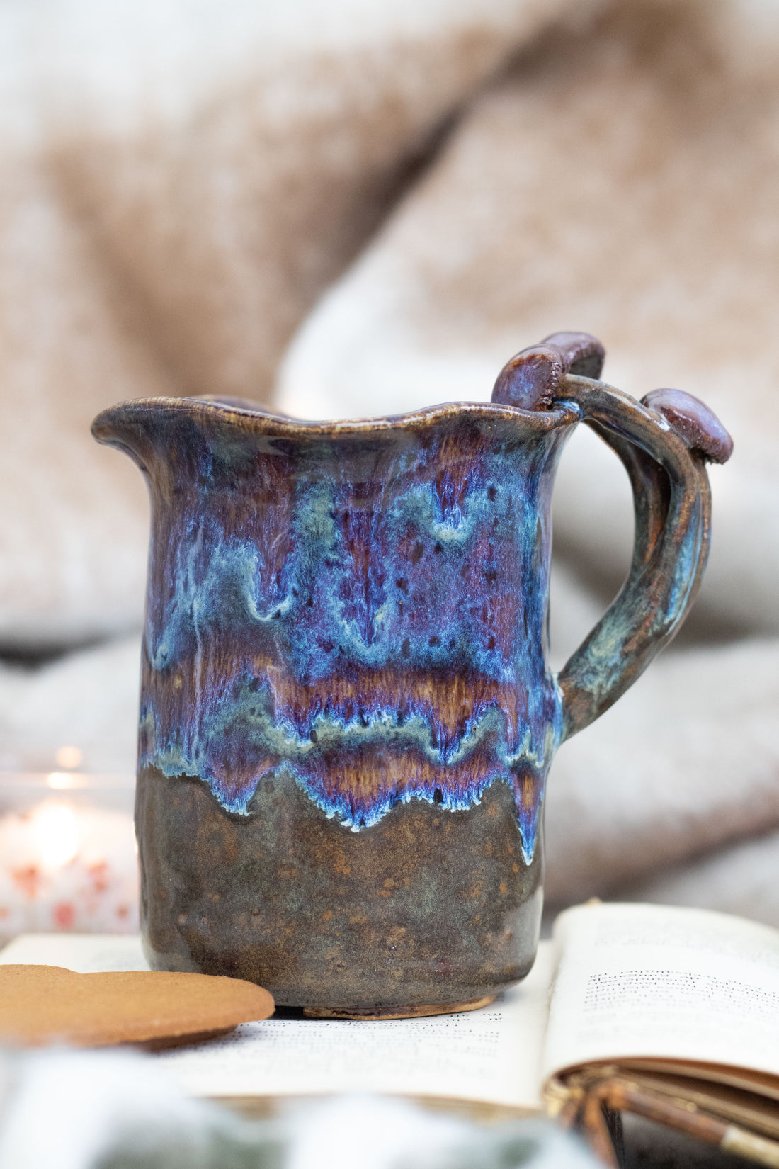Handmade Ceramic Mug with Mushroom Handle – Whimsical Cottagecore for Cozy Lovers