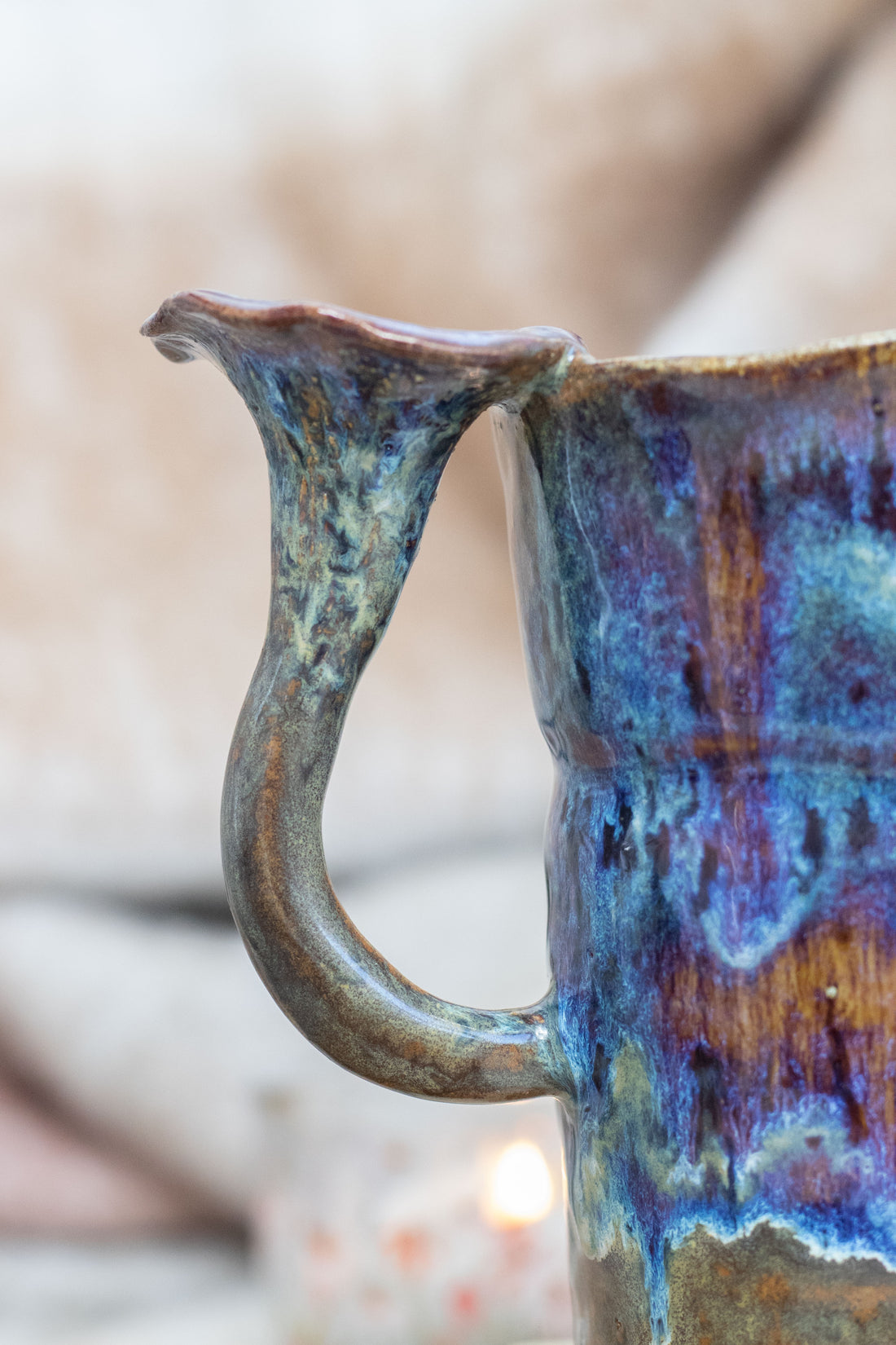 Handmade Ceramic Mug with Mushroom Handle – Whimsical Cottagecore for Book Lovers